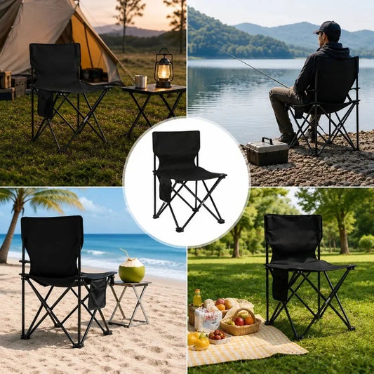 Chaise de Camping Pliante Compacte – Toile Oxford Légère avec Poche Latérale-Extérieur Van-DrGliss SurfShop