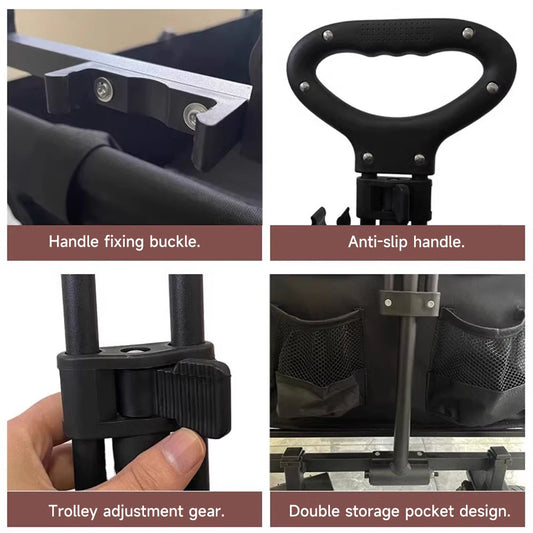 Chariot de Plage Pliable 150L – Poignée Télescopique & Frein, Usage Intensif-Extérieur Van-DrGliss SurfShop