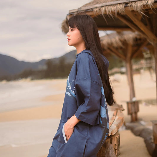Poncho de Plage Surf Bleu Océan – Cape à Capuche Douce et Légère-Poncho-DrGliss SurfShop