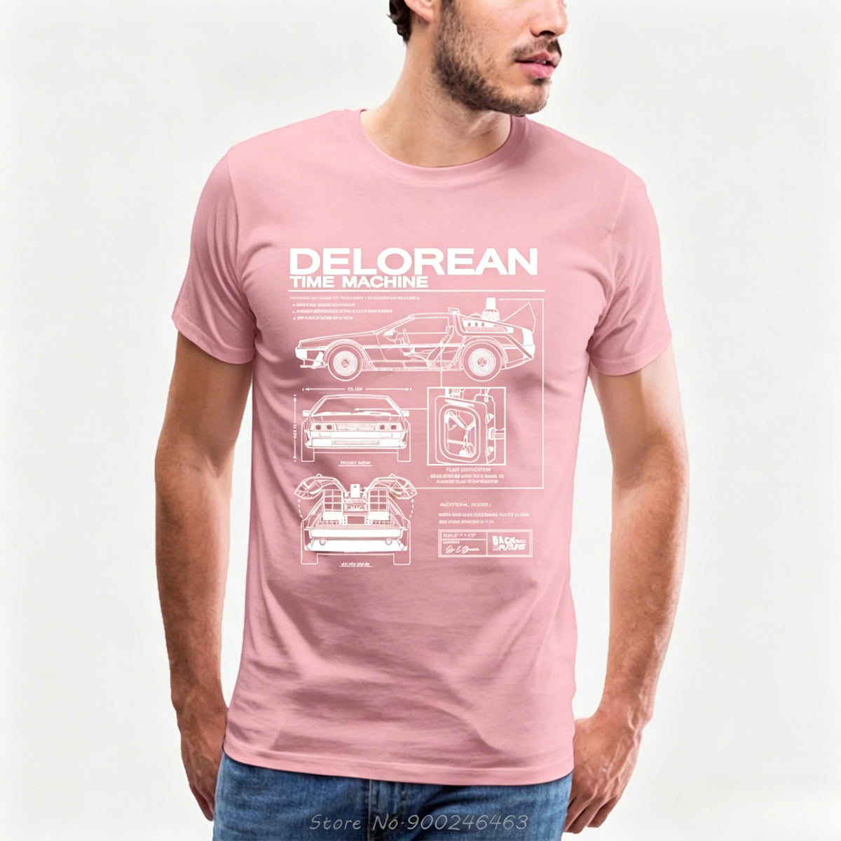 T-Shirt Back to the Future DeLorean – Schéma Technique Coton Homme Rétro-Vêtements-DrGliss SurfShop