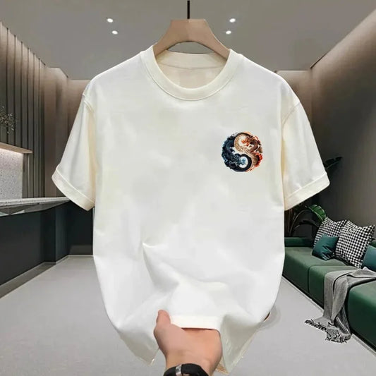 T-Shirt Dragon Chinois Loong – Coton Casual Homme Été-Vêtements-DrGliss SurfShop