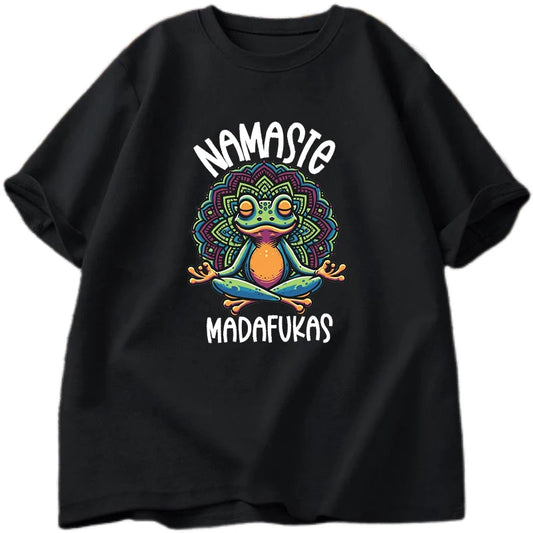T-Shirt Grenouille Yoga – Coton Confort Self-Care-Vêtements-DrGliss SurfShop