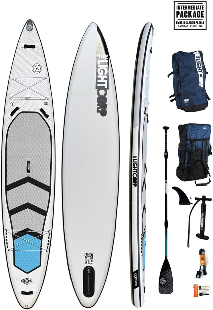 SUP Gonflable Light Silver Series Tourer 12'6 x 30 – Pack Complet avec Pagaie