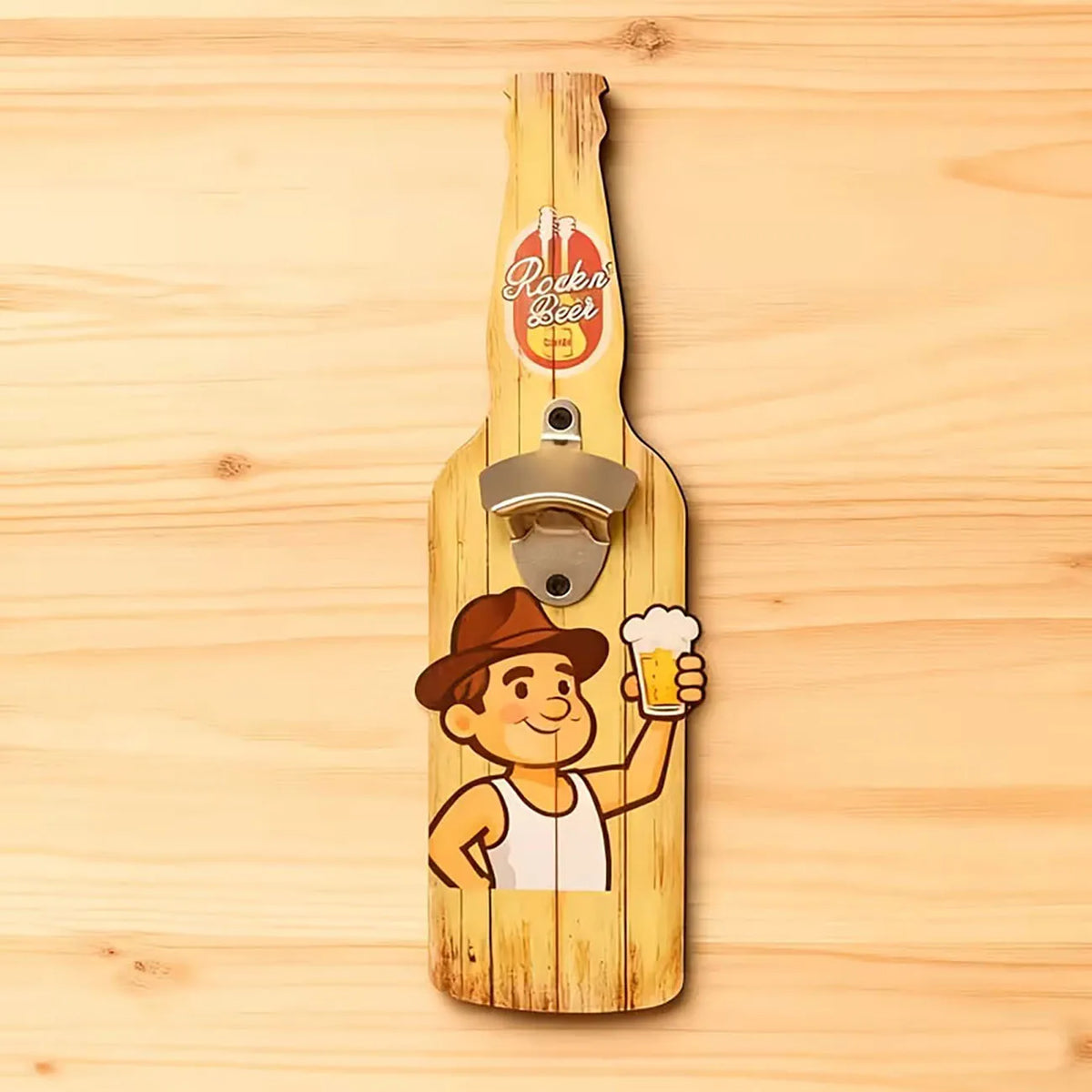 Décapsuleur Bouteille Vintage Cowboy – Déco Bar en Bois-Déco Van-DrGliss SurfShop