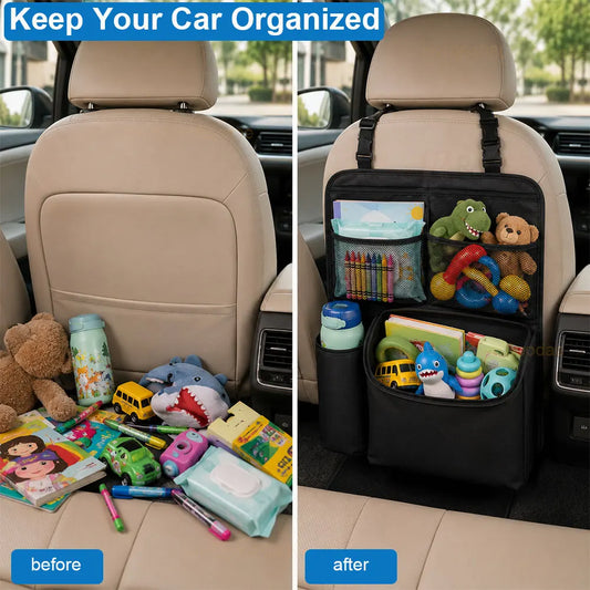 Organisateur de Coffre Arrière Voiture – Rangement Multi-Poches Simili Cuir pour Banquette