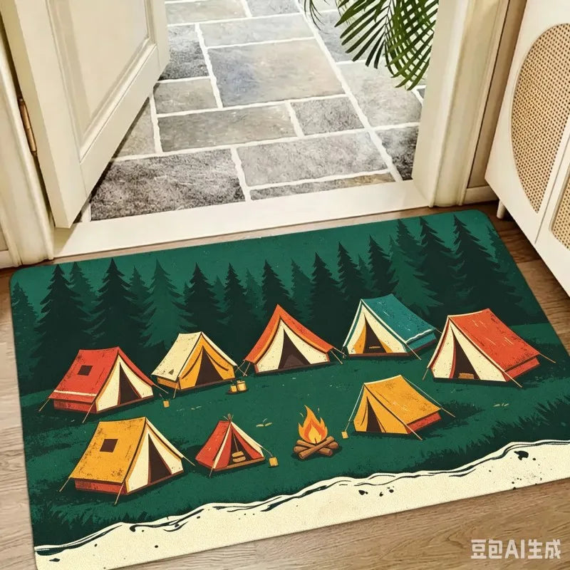 Paillasson Tropical Planche de Surf – Tapis d'Entrée Hawaii Palmiers-Déco Van-DrGliss SurfShop