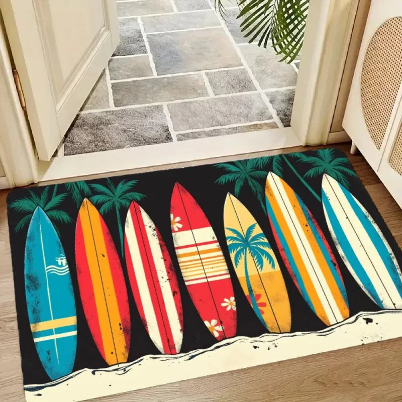 Paillasson Tropical Planche de Surf – Tapis d'Entrée Hawaii Palmiers-Déco Van-DrGliss SurfShop