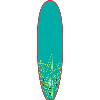 Planche en Mousse Wave Power 7'0 – Softboard Débutant Rouge et Sarcelle