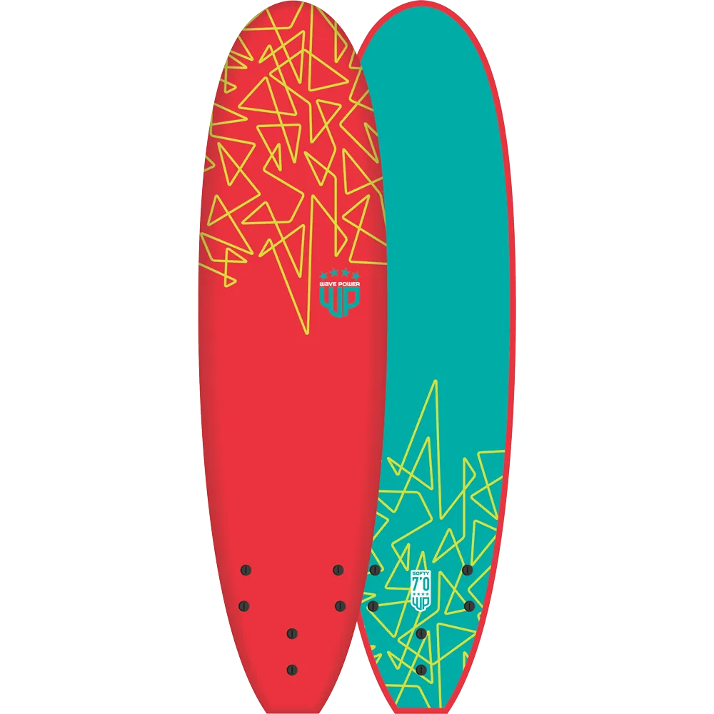 Planche en Mousse Wave Power 7'0 – Softboard Débutant Rouge et Sarcelle