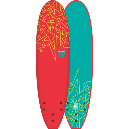Planche en Mousse Wave Power 7'0 – Softboard Débutant Rouge et Sarcelle