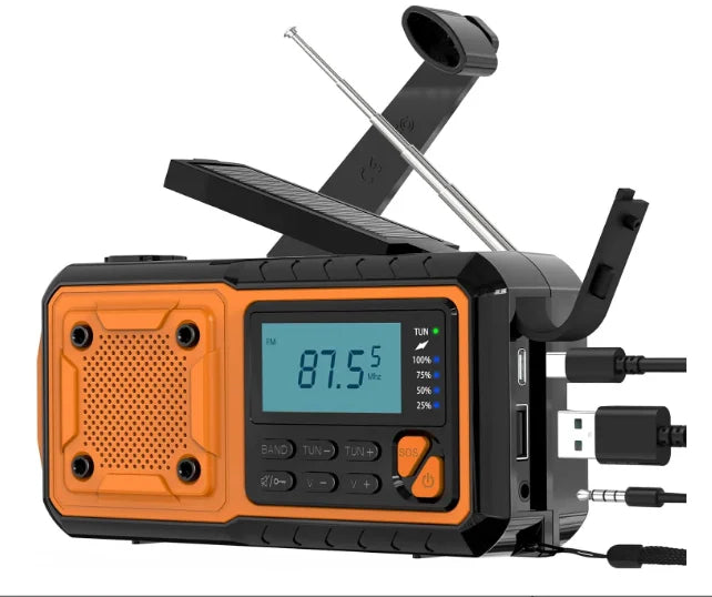 Radio Solaire Multifonction 4000mAh – Manivelle, Lampe LED et Powerbank-Énergie Van-DrGliss SurfShop
