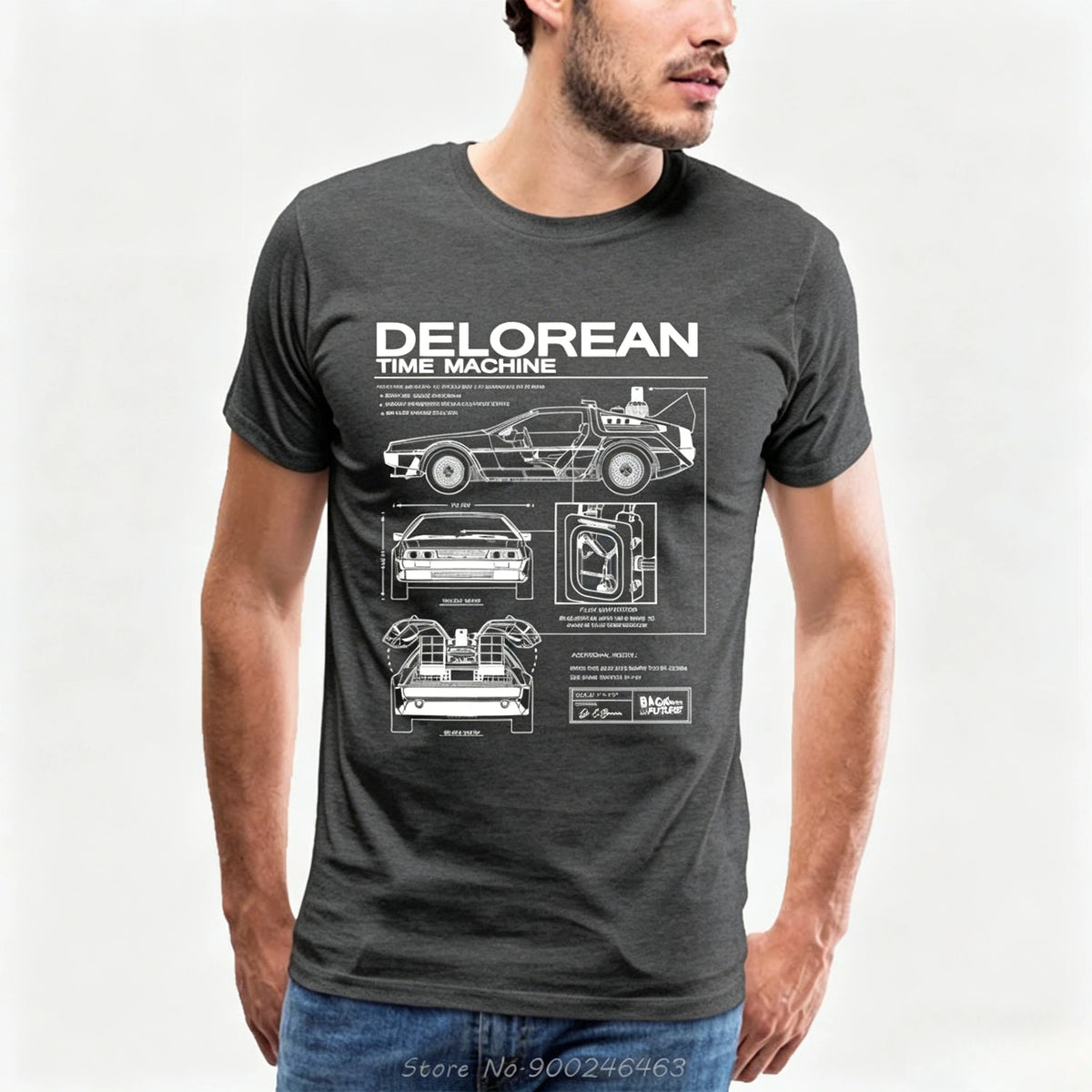 T-Shirt Back to the Future DeLorean – Schéma Technique Coton Homme Rétro-Vêtements-DrGliss SurfShop