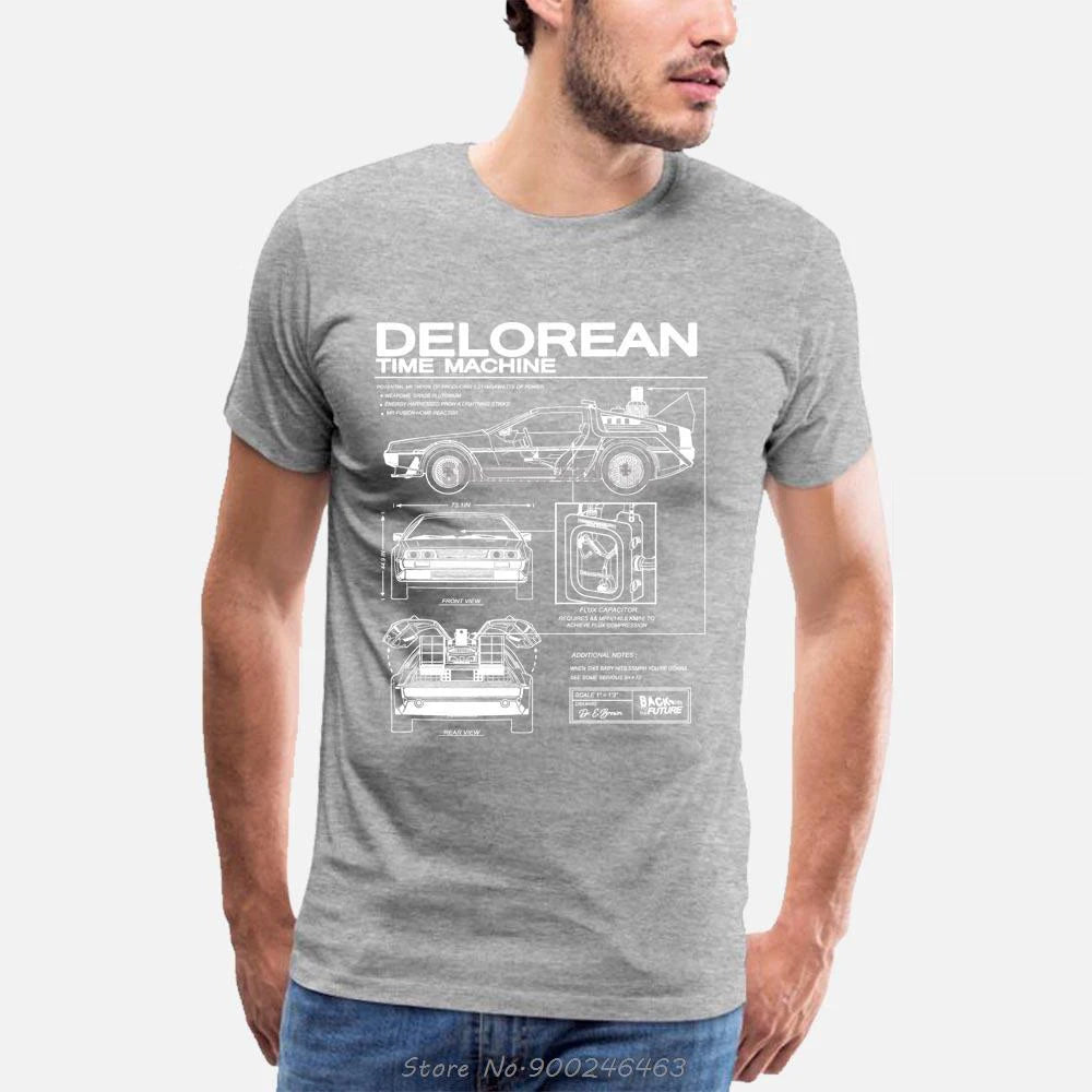 T-Shirt Back to the Future DeLorean – Schéma Technique Coton Homme Rétro-Vêtements-DrGliss SurfShop
