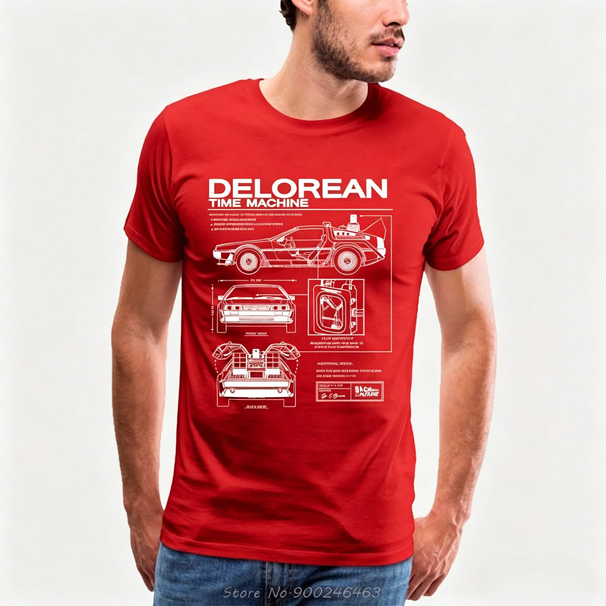 T-Shirt Back to the Future DeLorean – Schéma Technique Coton Homme Rétro-Vêtements-DrGliss SurfShop