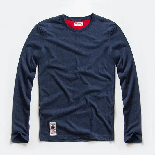T-Shirt Homme Manches Longues Y2K – Coton Col Rond Casual Automne