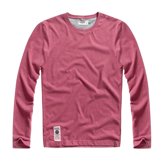 T-Shirt Homme Manches Longues Y2K – Coton Col Rond Casual Automne