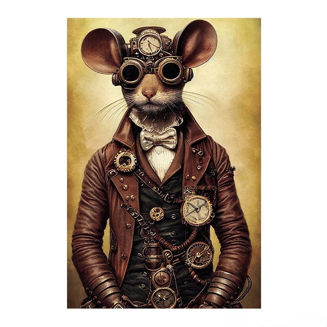Tableau Toile Animaux Steampunk – Décoration Murale Rétro Insolite-Déco Van-DrGliss SurfShop