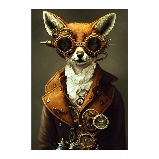 Tableau Toile Animaux Steampunk – Décoration Murale Rétro Insolite-Déco Van-DrGliss SurfShop