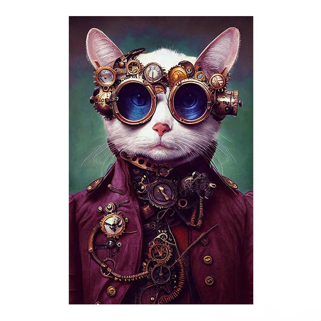 Tableau Toile Animaux Steampunk – Décoration Murale Rétro Insolite-Déco Van-DrGliss SurfShop