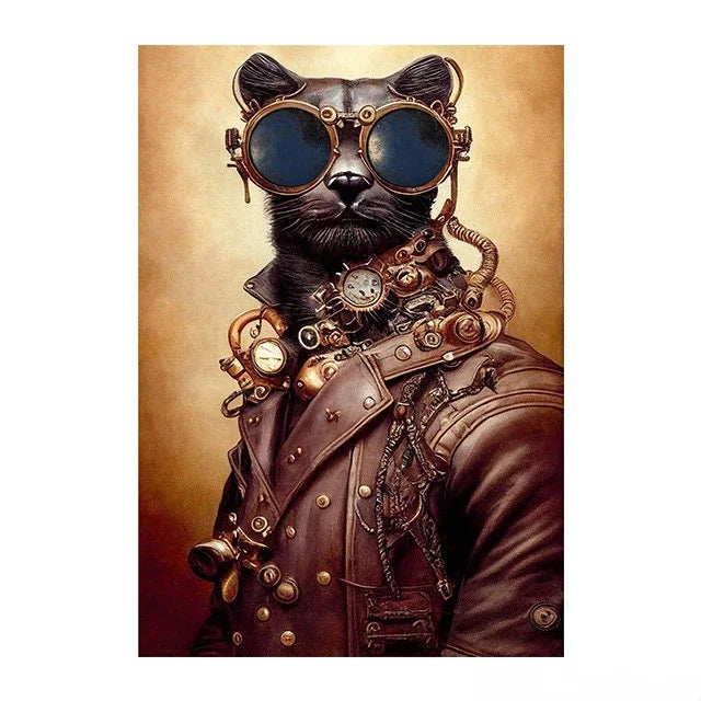 Tableau Toile Animaux Steampunk – Décoration Murale Rétro Insolite-Déco Van-DrGliss SurfShop