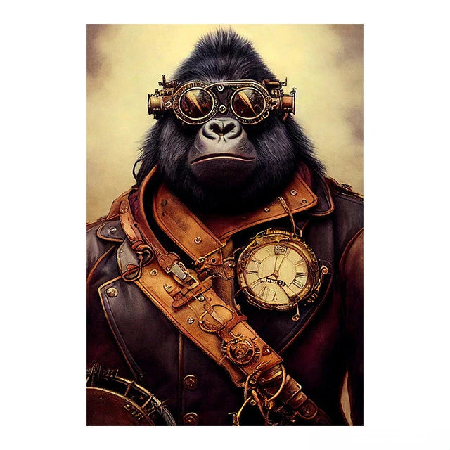 Tableau Toile Animaux Steampunk – Décoration Murale Rétro Insolite-Déco Van-DrGliss SurfShop