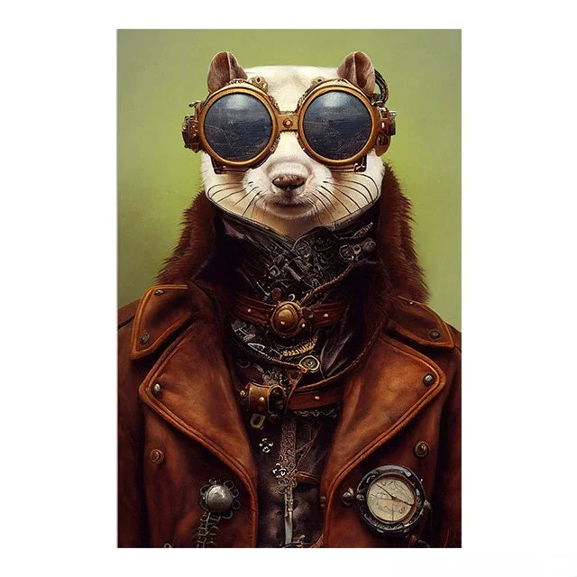 Tableau Toile Animaux Steampunk – Décoration Murale Rétro Insolite-Déco Van-DrGliss SurfShop