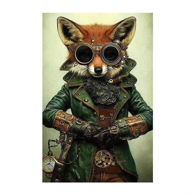Tableau Toile Animaux Steampunk – Décoration Murale Rétro Insolite-Déco Van-DrGliss SurfShop
