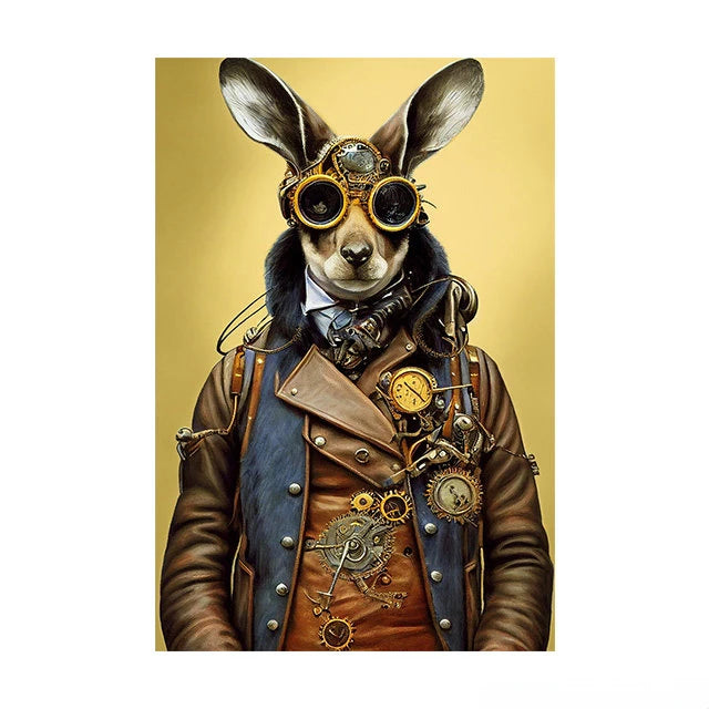 Tableau Toile Animaux Steampunk – Décoration Murale Rétro Insolite-Déco Van-DrGliss SurfShop