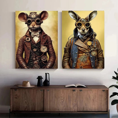 Tableau Toile Animaux Steampunk – Décoration Murale Rétro Insolite-Déco Van-DrGliss SurfShop