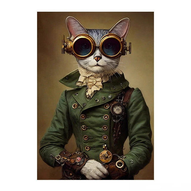 Tableau Toile Animaux Steampunk – Décoration Murale Rétro Insolite-Déco Van-DrGliss SurfShop