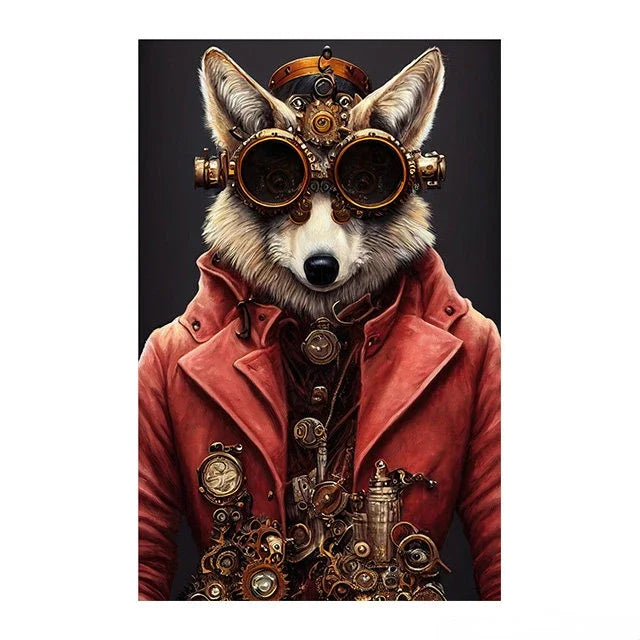 Tableau Toile Animaux Steampunk – Décoration Murale Rétro Insolite-Déco Van-DrGliss SurfShop