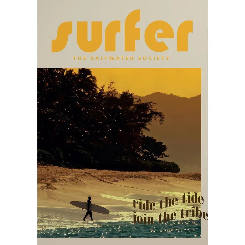 Toile Vintage Surfing – Affiche Murale Rétro Esprit Surf-Déco Van-DrGliss SurfShop
