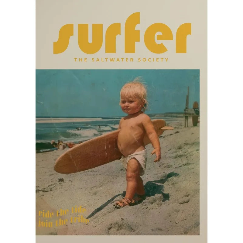 Toile Vintage Surfing – Affiche Murale Rétro Esprit Surf-Déco Van-DrGliss SurfShop