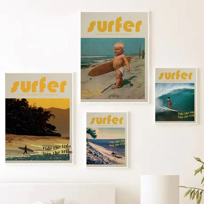 Toile Vintage Surfing – Affiche Murale Rétro Esprit Surf-Déco Van-DrGliss SurfShop