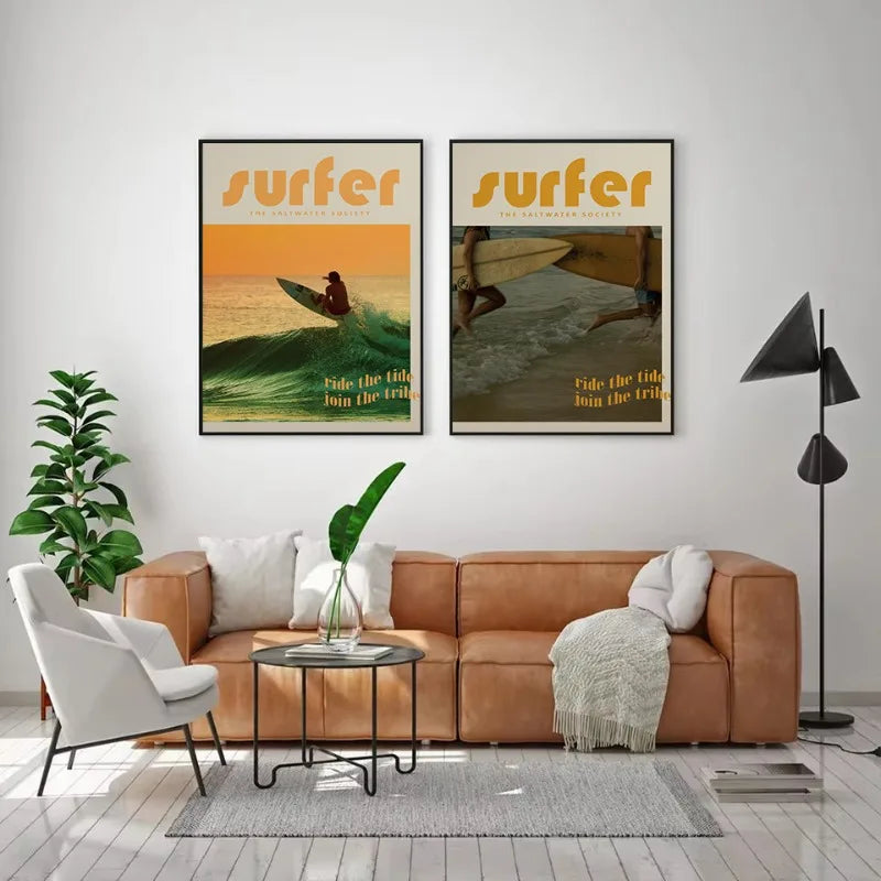 Toile Vintage Surfing – Affiche Murale Rétro Esprit Surf-Déco Van-DrGliss SurfShop