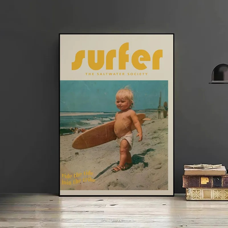 Toile Vintage Surfing – Affiche Murale Rétro Esprit Surf-Déco Van-DrGliss SurfShop