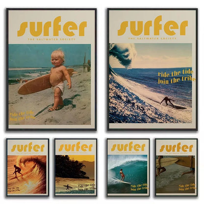Toile Vintage Surfing – Affiche Murale Rétro Esprit Surf-Déco Van-DrGliss SurfShop
