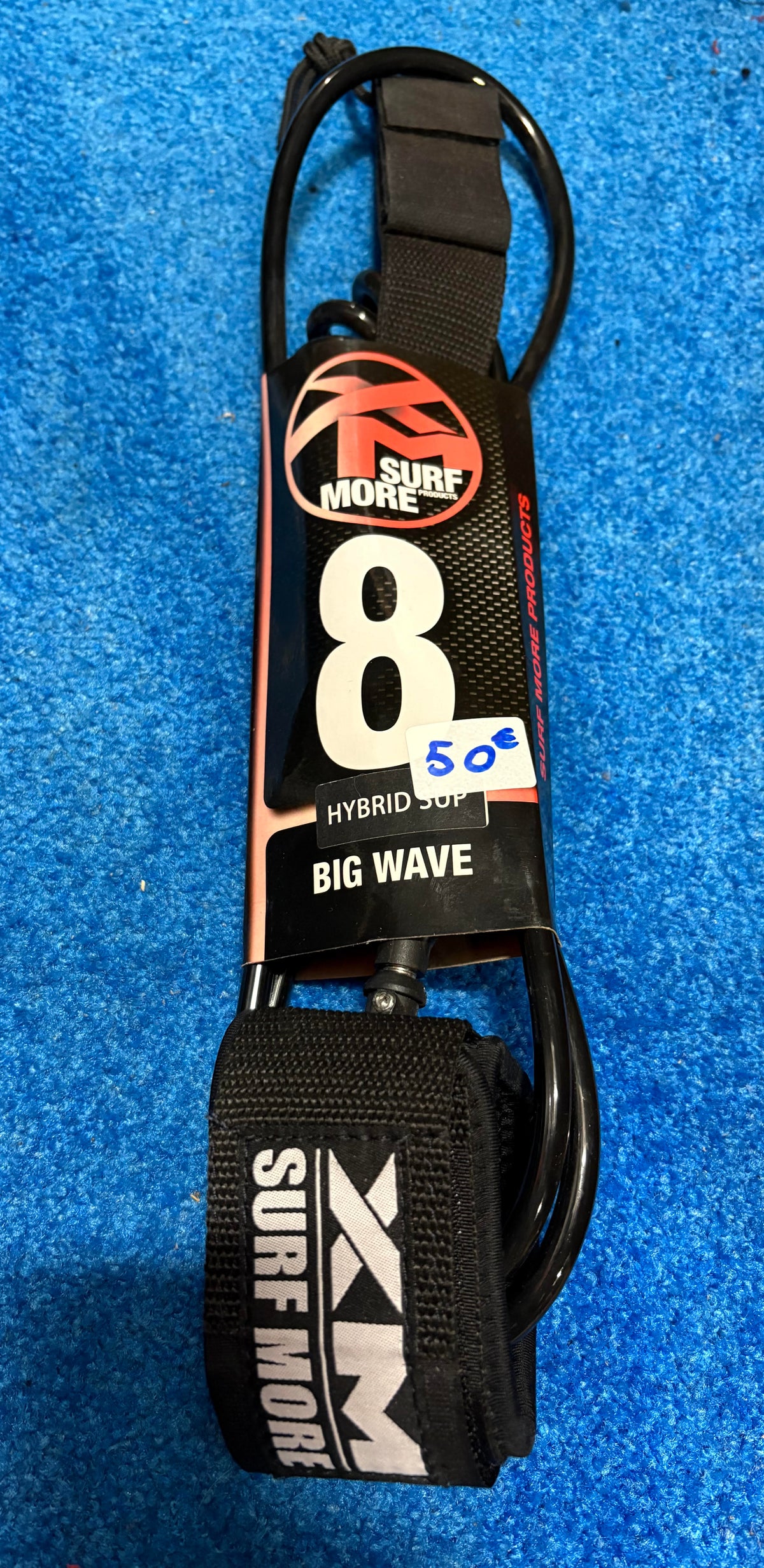 Leash SUP Surfmore Power Clip Hybrid Coil 8' Big Wave – Leash Hybride Spiralé pour Stand Up Paddle